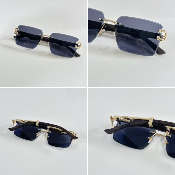 Cartierr Unisex Gold and Black Sunglasses