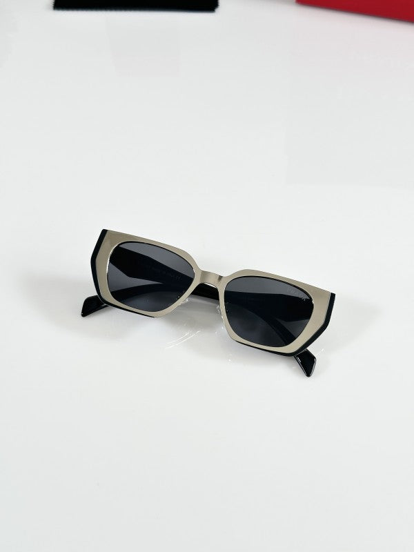 Pradaa Woman Primium Silver and Black Sunglasses