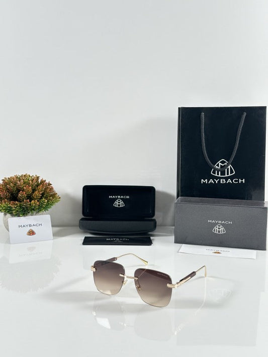 Maybachh Primium Elegent Gold Brown Sunglasses