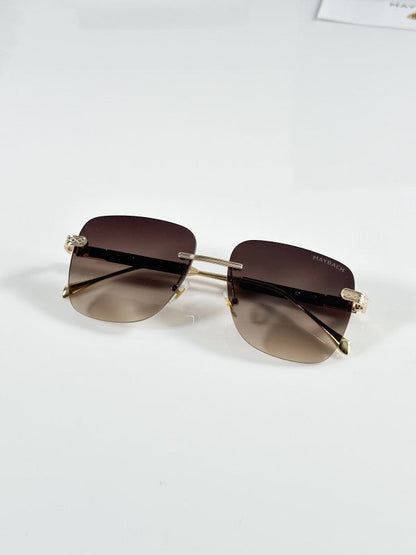Maybachh Primium Elegent Gold Brown Sunglasses