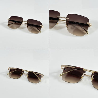 Maybachh Primium Elegent Gold Brown Sunglasses