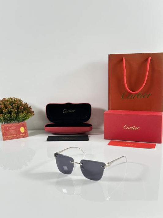 Cartierr Primium Silver and Black Sunglasses