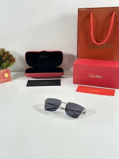 Cartierr Primium Silver and Black Sunglasses