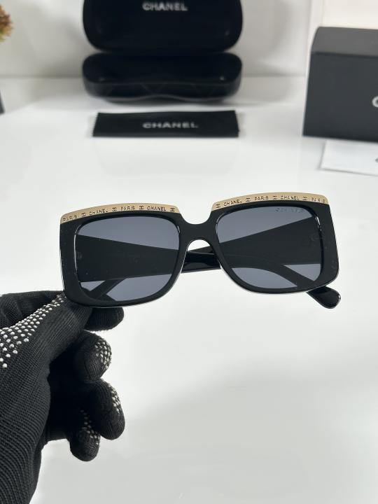 Chanell Classic Elegent Gold Black Sunglasses