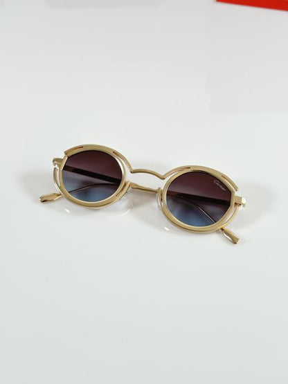 Cartierr Unique Gold and Blue Primium Sunglasses