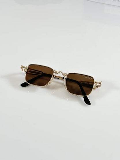 Guccii Classic Gold Brown Sunglasses