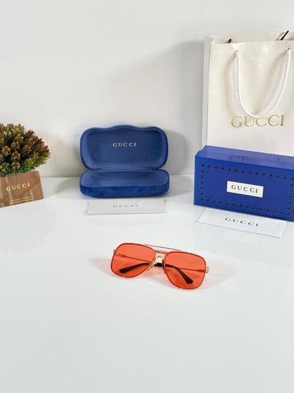 Guccii Retro Gold With Red Look Sunglasses