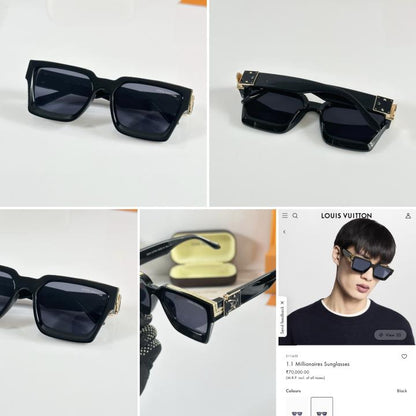 Louiis Vuiitton Primium Unisex Gold Black Sunglasses